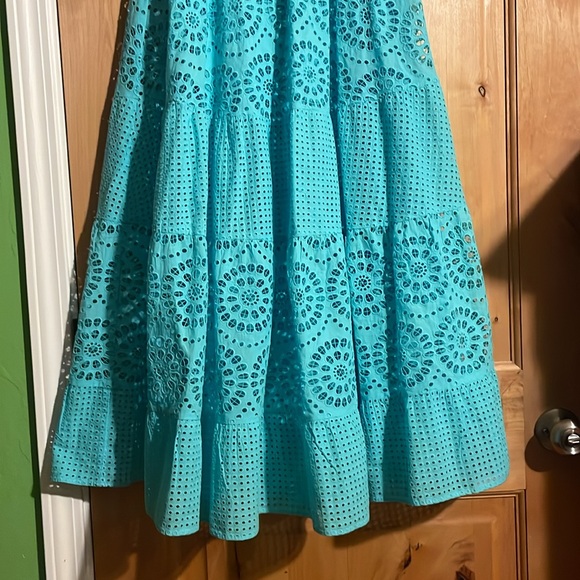 ALICE + OLIVIA Melony Sky Blue Eyelet Trim Lined Midi Skirt $560 EUC 0 - Picture 6 of 16